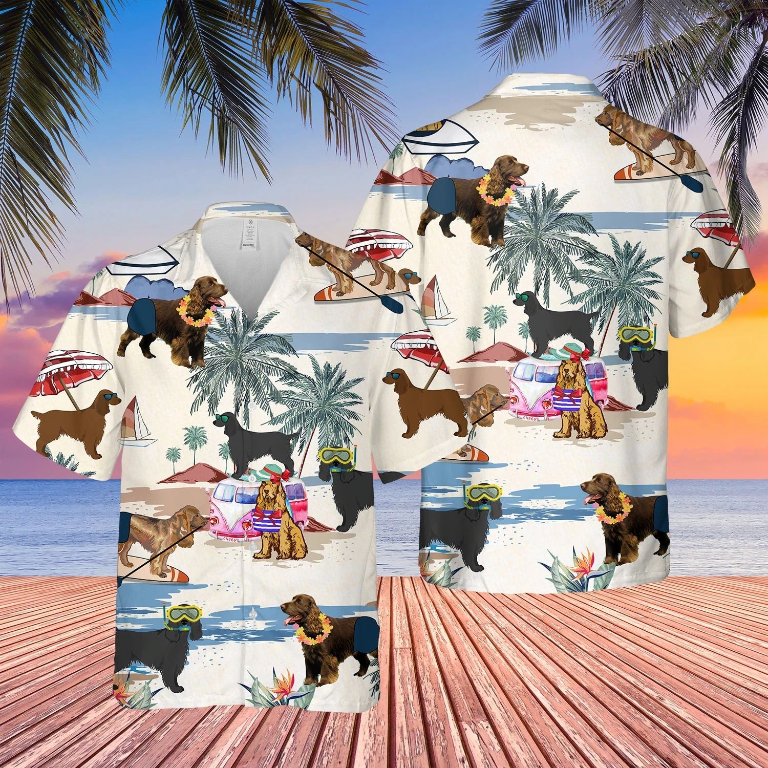 Field Spaniel Summer Beach Hawaiian Shirt/ 3D All Over Print Dog In Hawaii Aloha Shirt