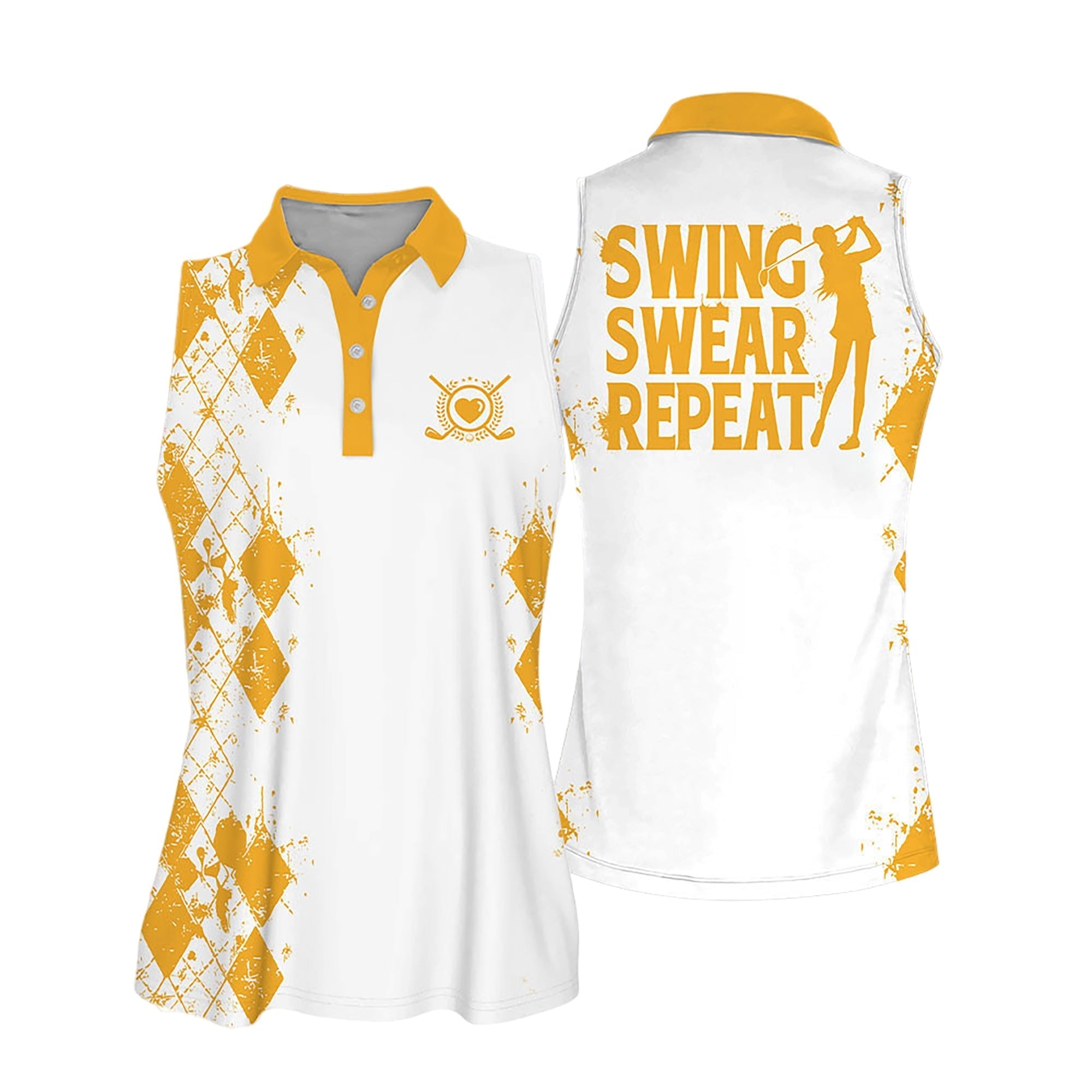 Sleeveless Women Polo Shirt For Ladies Swing Swear Drink Repeat Shirt Love Golf Shirt