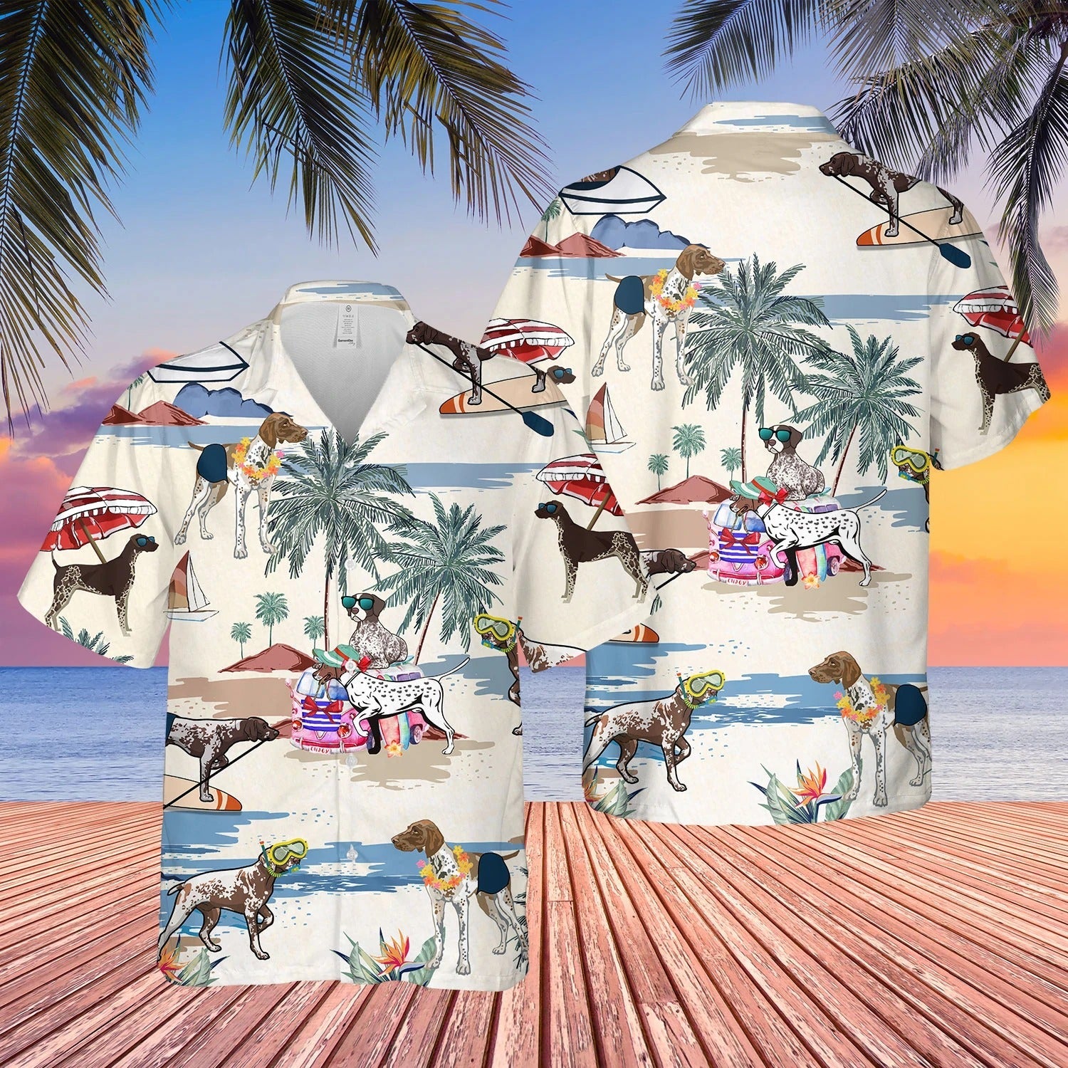 German Shorthaired Pointer Summer Beach Hawaiian Shirt