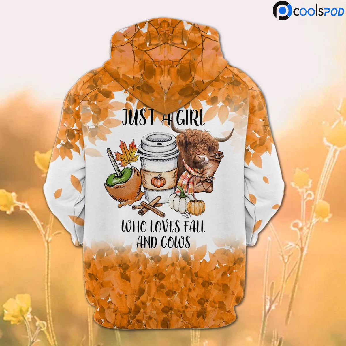 Highland 3D All Over Print Hoodie For Her/ Just A Girl Who Loves Fall And Cows Hoodie/ Women Farm Hoodie