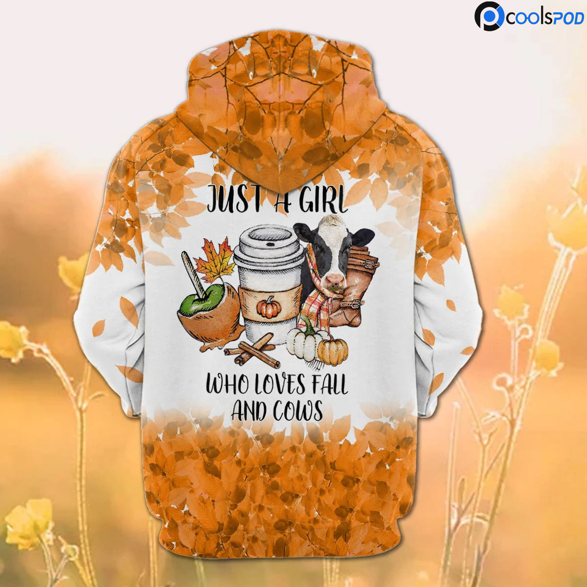 3D All Over Print Women Holstein Cow Hoodie Farm Hoodie For Her Just A Girl Who Loves Fall And Cows