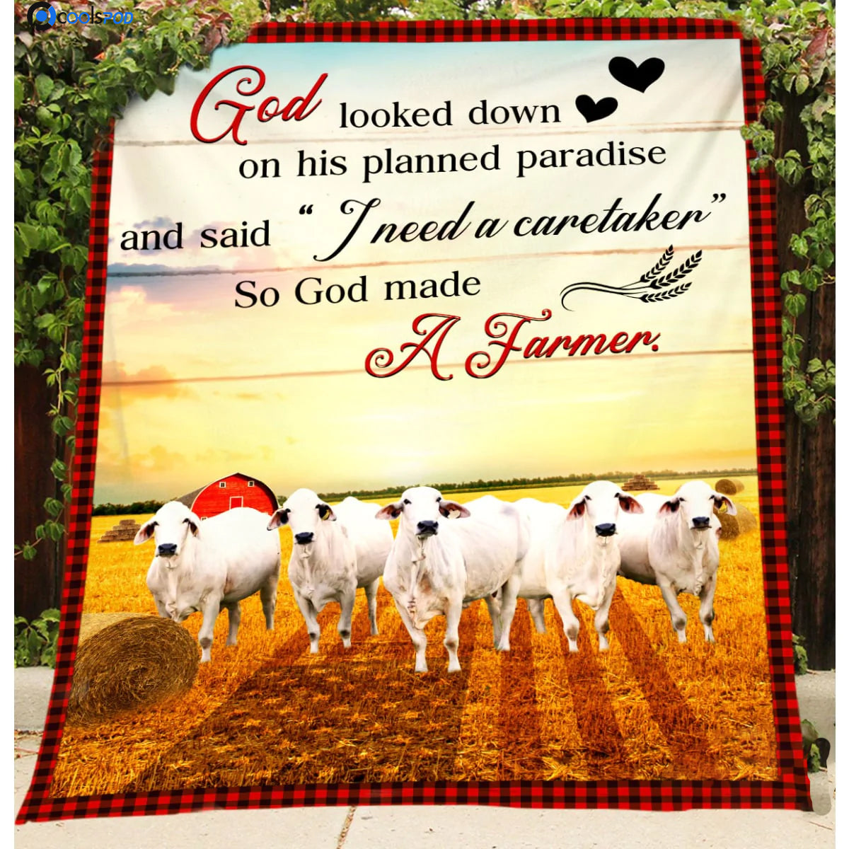 So God Made A Farmer Throw Blanket/ Fleece Sherpa Brahman Blanket/ Cow Blanket For Her/ Present To Farm Lover