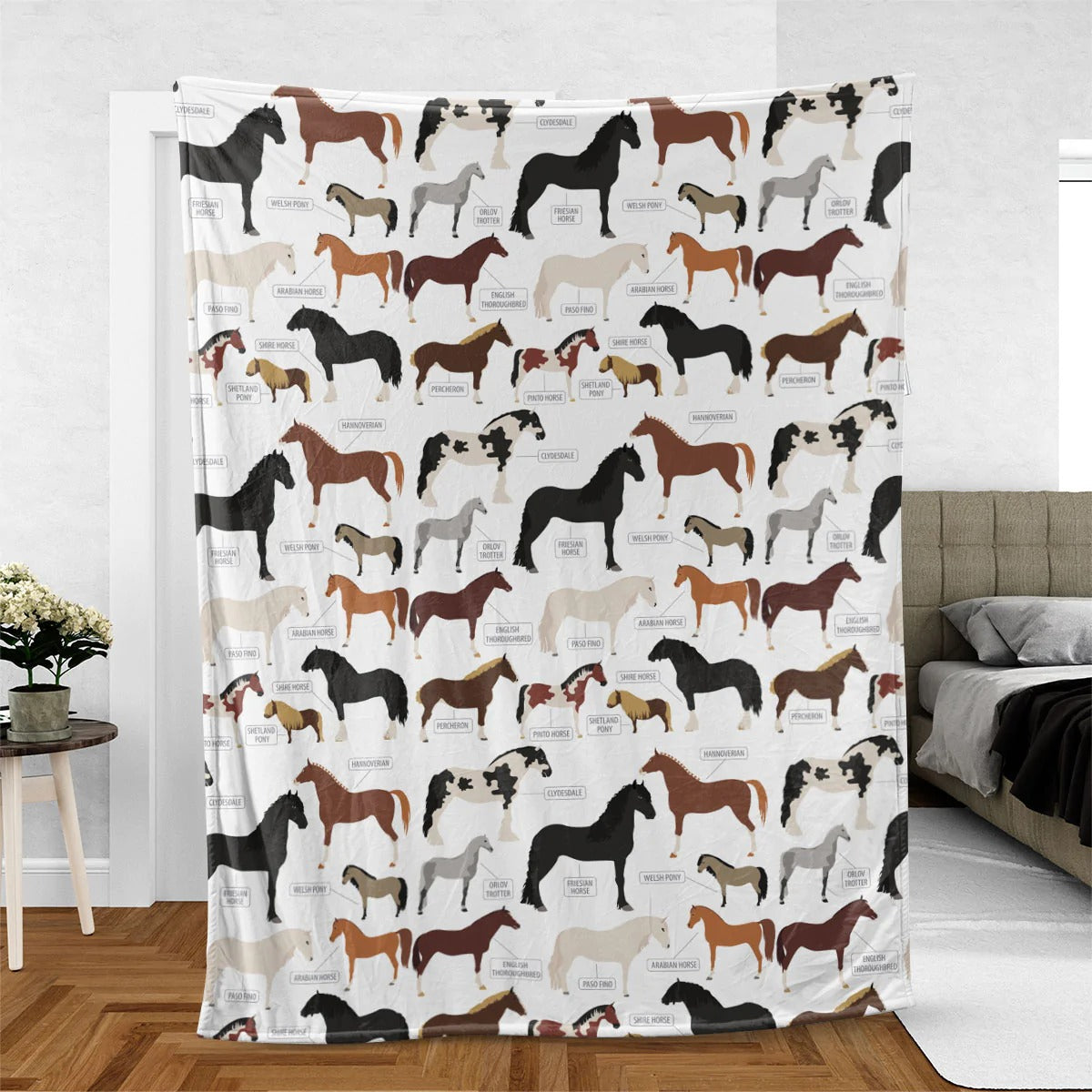 Horse Breed Pattern Blanket/ Blanket Gift For Baby/ Horse Blanket/ Premium Blanket Gift For Horse Lover