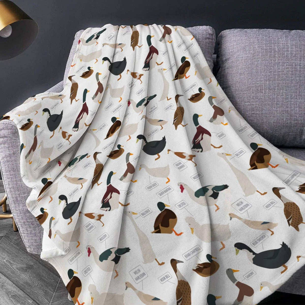 Duck Breed Pattern Blanket/ Fleece Sherpa Duck Blanket/ Warm Cozy Soft Premium Baby Blanket/ Gift For Duck Lover