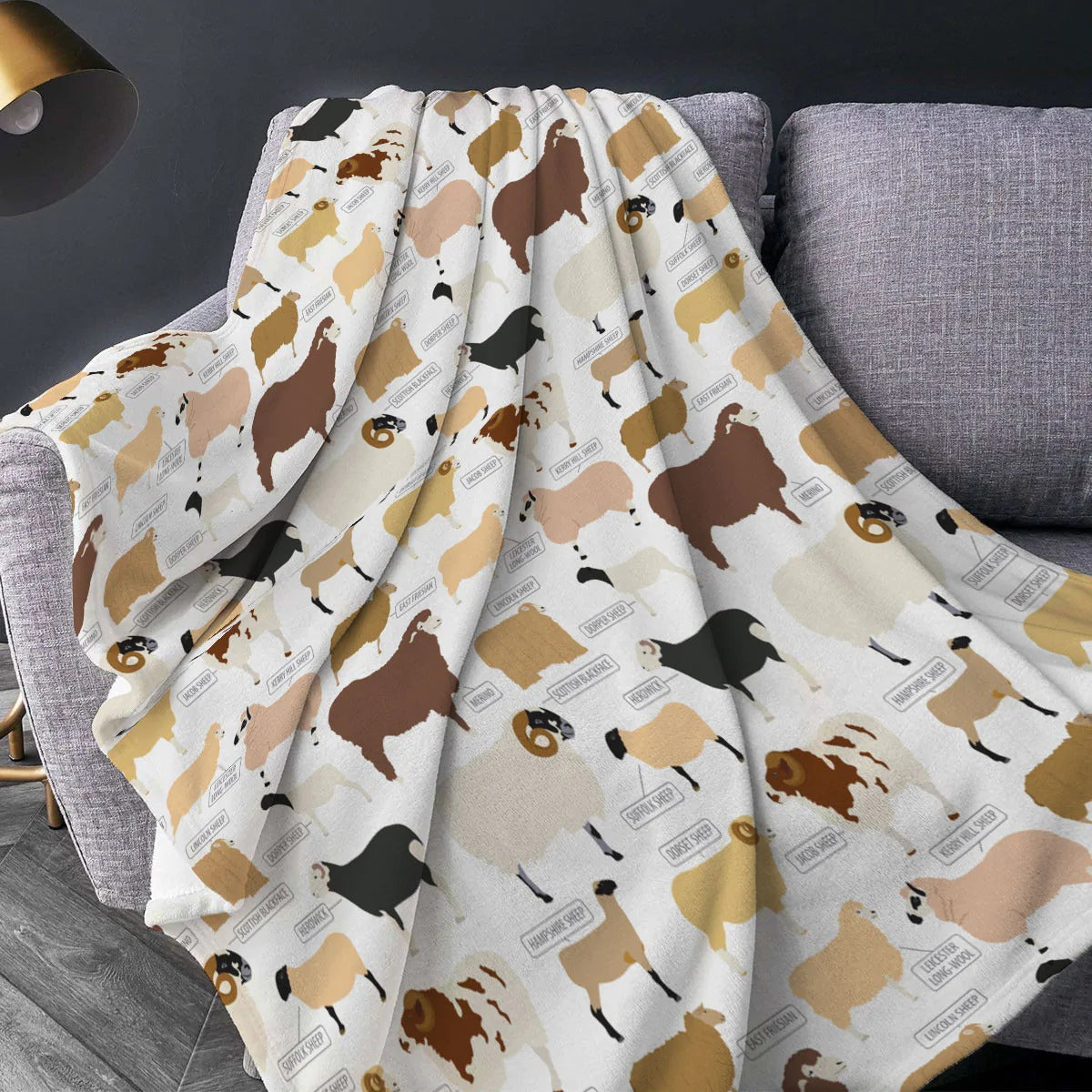 Sheep Breed Pattern Blanket/ Gift For Baby Throw Fleece Sherpa Blanket/ Baby Sheep Soft Cozy Blanket/ Baby Gift