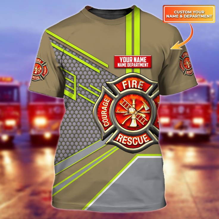 Coolest Personalized Name Department Firefighter 3D Men Tshirt/ Firefighter Shirt/ Gift for Firefighter