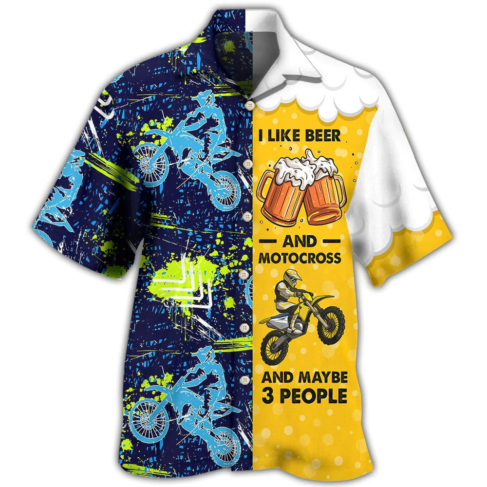 Beer I Like Beer And Motocross Unisex Hawaiian Shirt