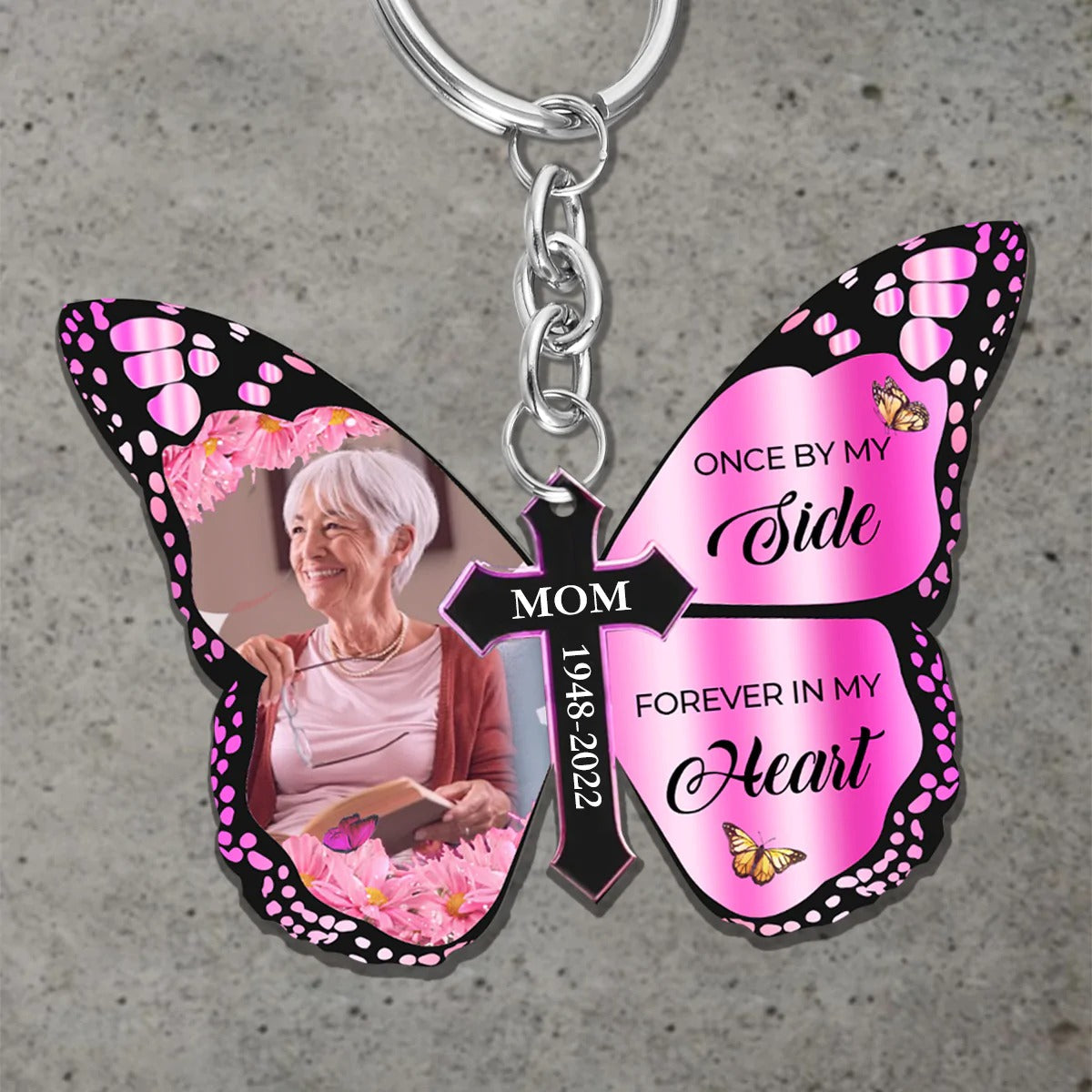 Custom Butterfly Keychain Lost Of Mom Dad Keychain In Loving Memory Gifts God Has You In His Arms Memorial Keychain