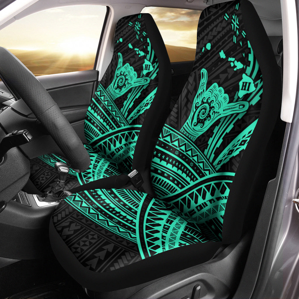 Hawaii Shaka Polynesian Tribal Turquoise Car Seat Covers