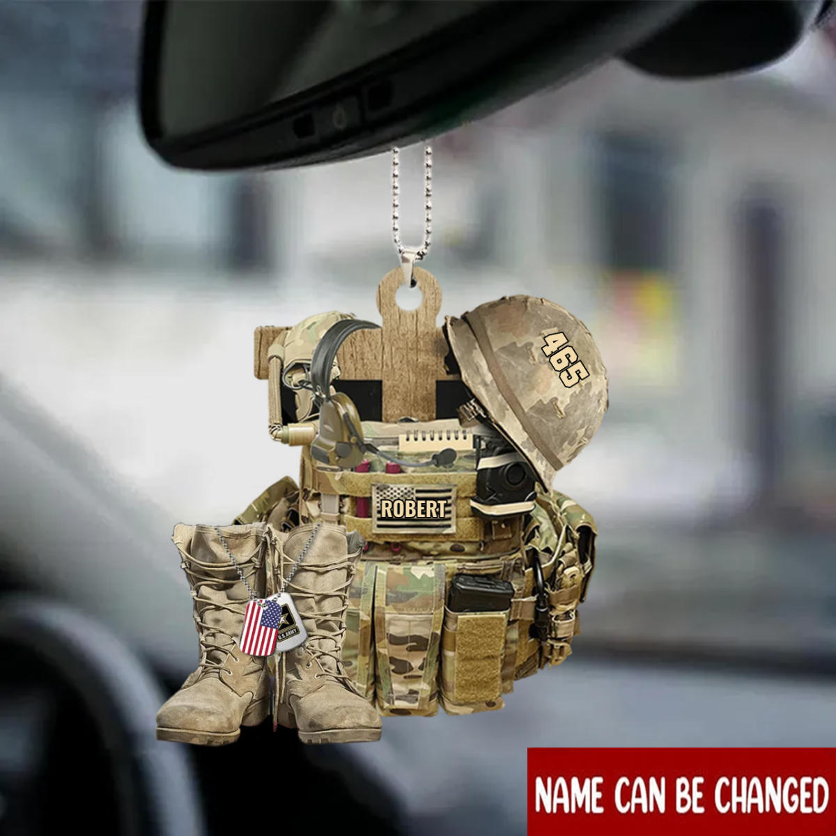 Personalized Military Bulletproof Vest Boots Helmet Car Hanging Ornament