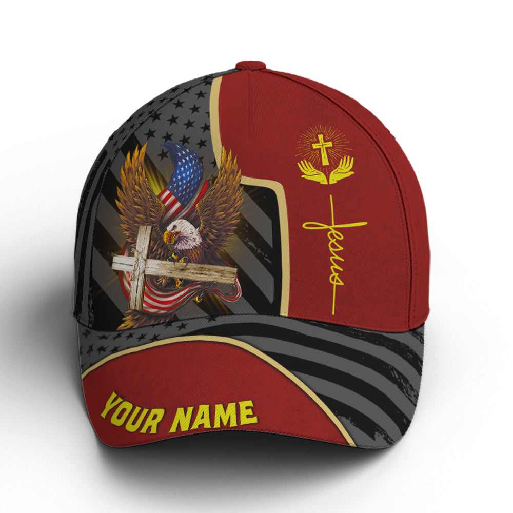 Personalized Patriotic American Eagle With Cross Baseball Cap Coolspod