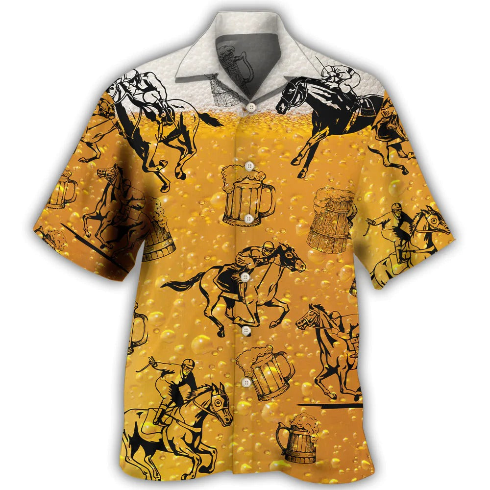 Horse Racing And Beer Hawaiian Shirt Gift For Horse Lover Beer Party