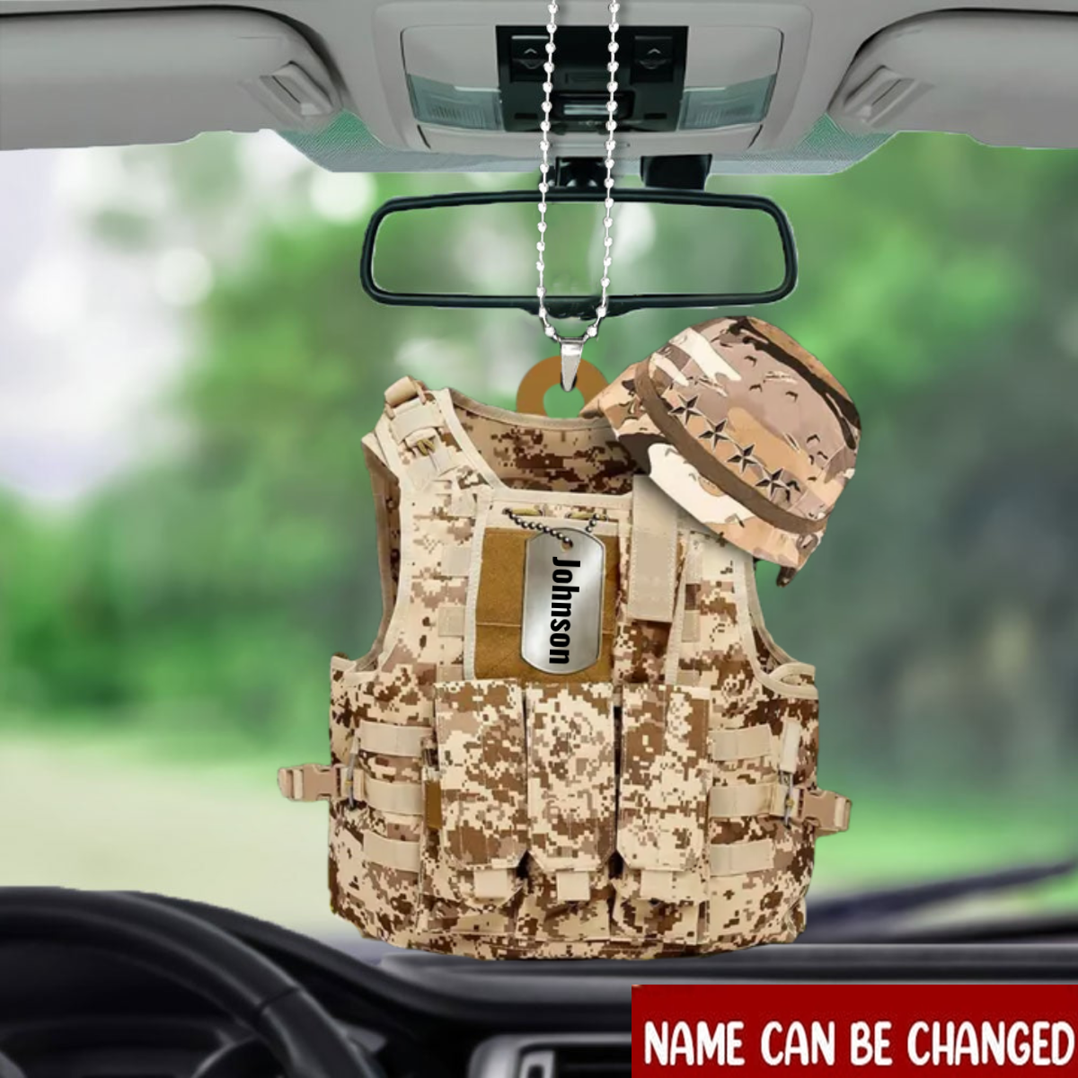 Personalized Flat Acrylic Car Hanging Ornament Military Uniform Vest & Hat