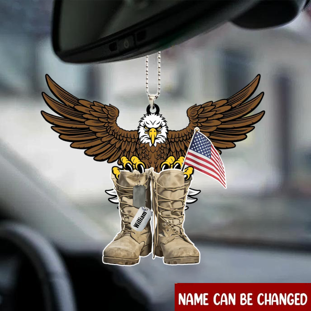 Personalized Acrylic Car Hanging Ornament Eagle With Military Boots