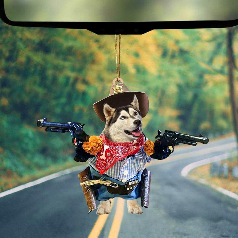 Husky Cowboy Hanging Ornament Dog Ornament Dog Lover Gift