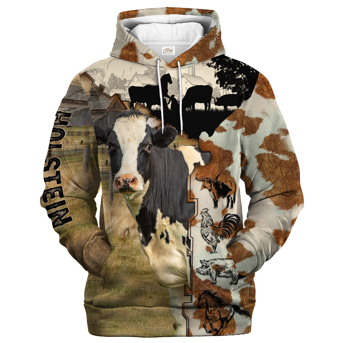 Holstein Fur Pattern On The Farm Hoodie/ Cow Hoodie 3D All Over Print
