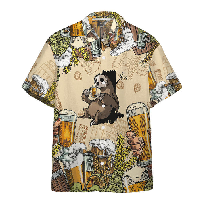 Lovelypod - 3D Sloth and Beer Custom Hawaii Shirt/ Hawaiian Shirts for Men Short Sleeve Aloha Beach Shirt