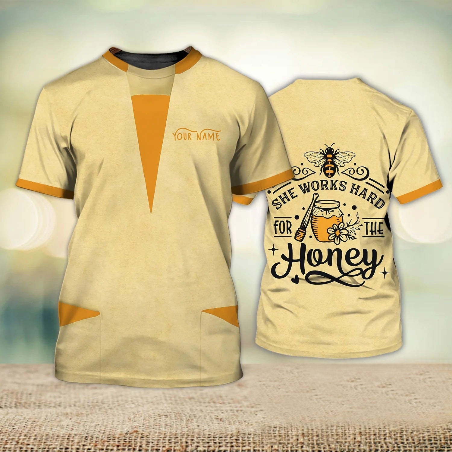 Custom Bee Keeper Women Shirt/ She Works Hard For The Honey/ Love Bee 3D Shirt For Her