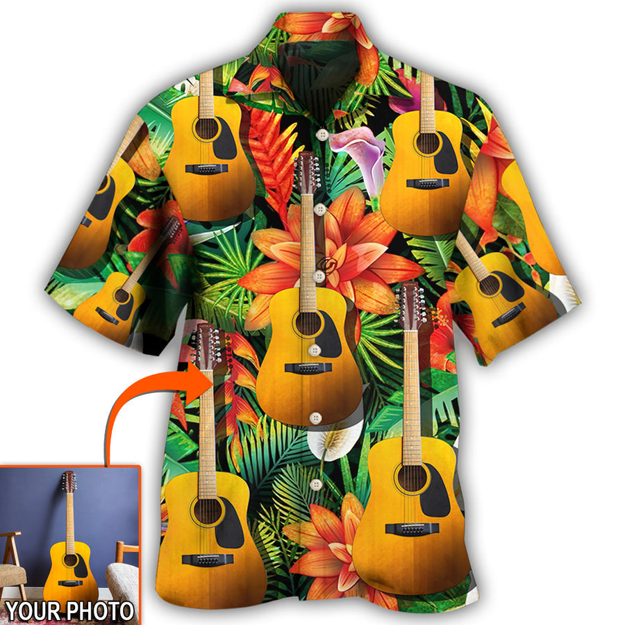 Guitar Various Style Tropical Custom Photo Hawaiian Shirt/ Personalized Your Guitar Photo