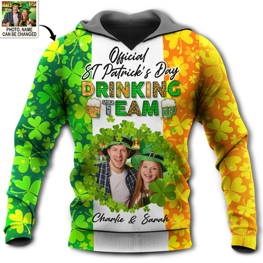 ST Patrick''s Day Official Irish Drinking Team Beer Lover Custom Photo Personalized - Hoodie - Personalized Photo Gifts