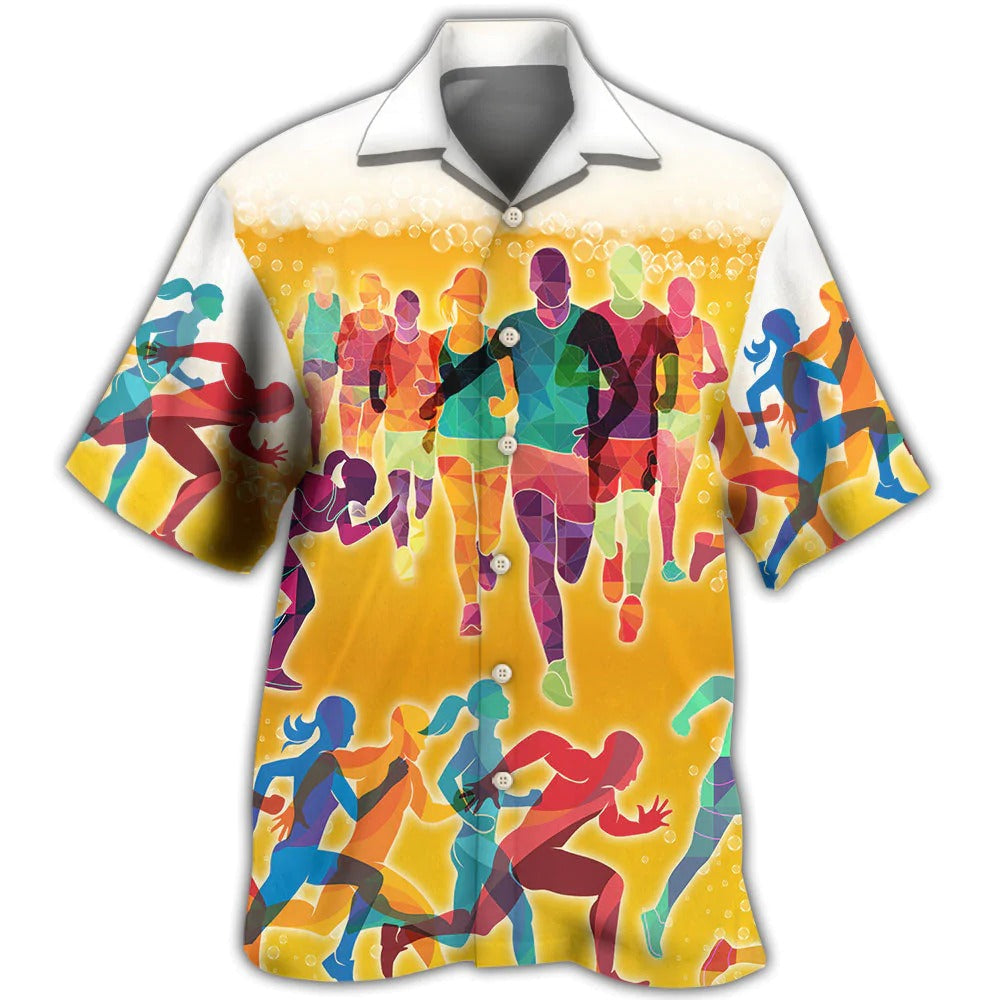 Beer I Like Beer And Running Hawaiian Shirt Men Women Gift For Beer Day Party Running Lover