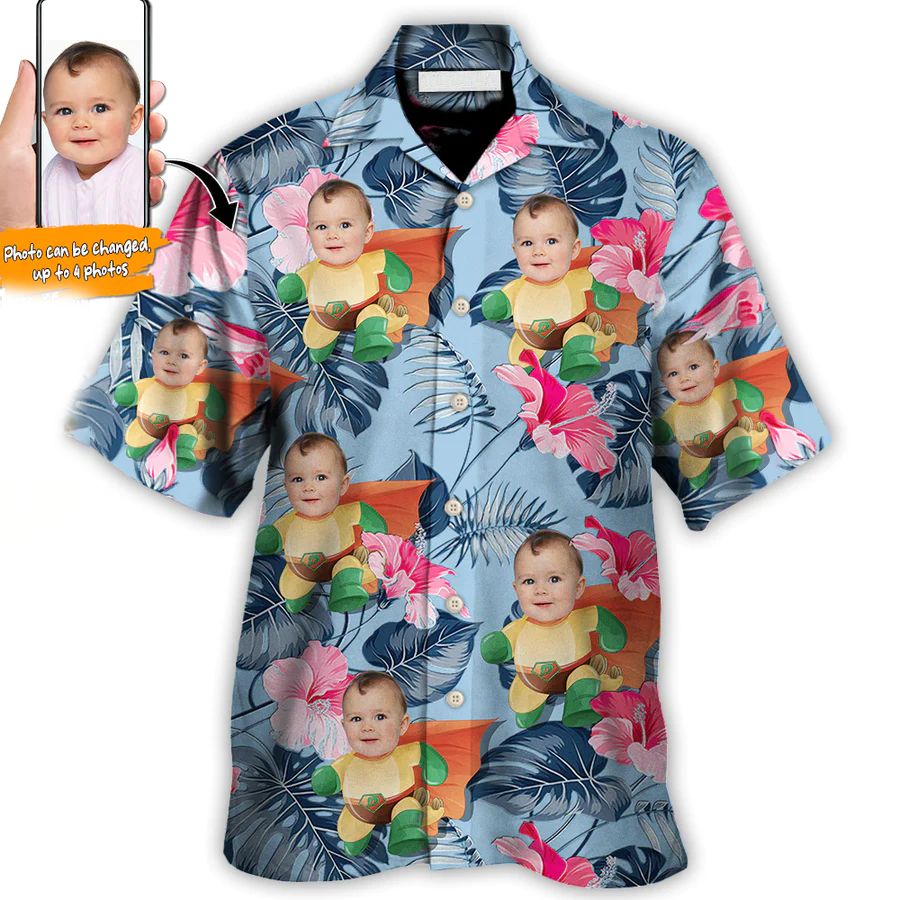 Dinosaur Funny Tropical Style Custom Photo - Hawaiian Shirt - Personalized Photo Gifts/ Gift for Men Women