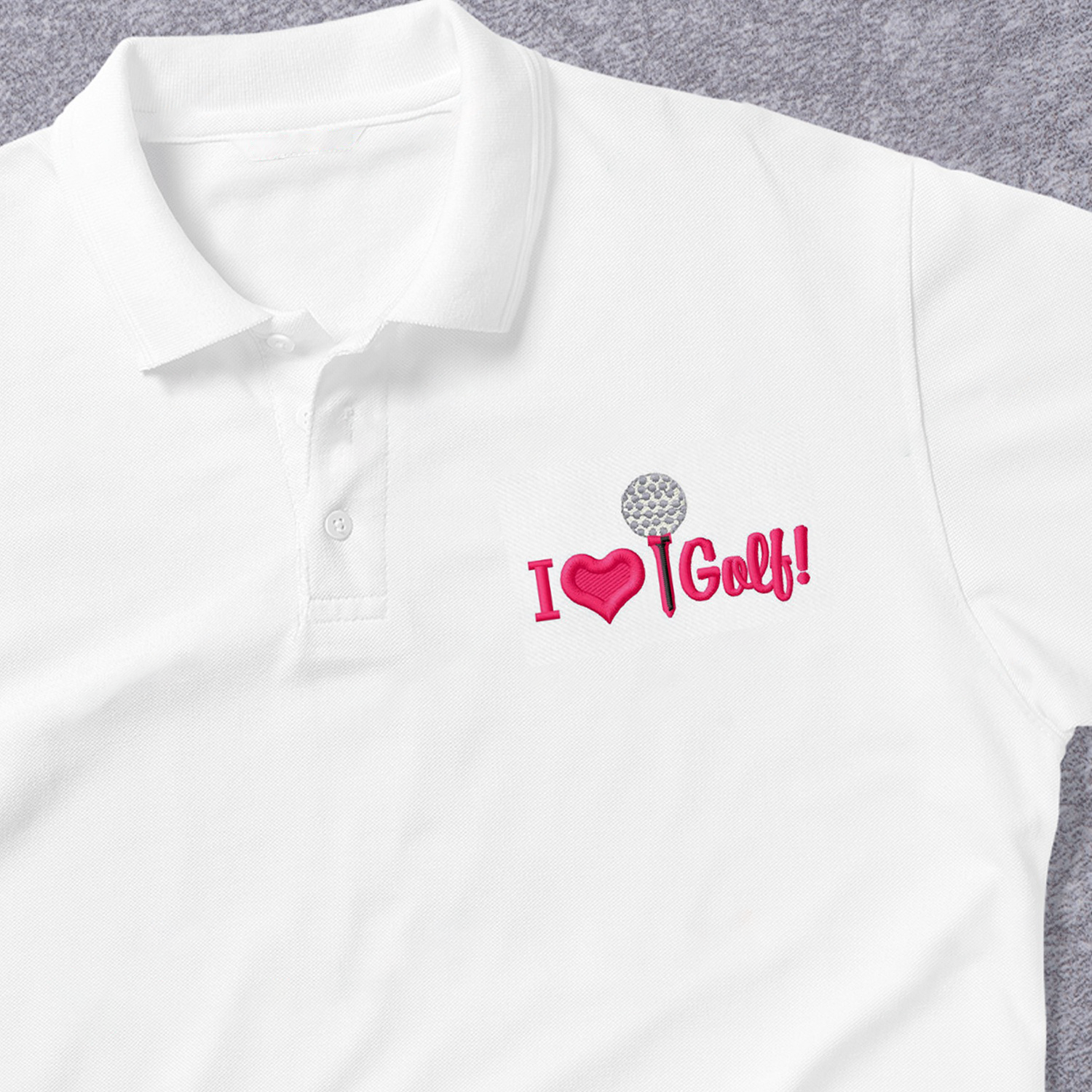 Love Golfing Embroidery Polo Shirts For Women Or Men/ I Love You Golf Shirt