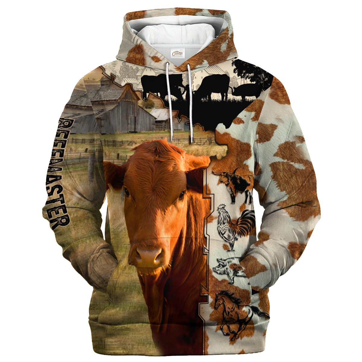 Beefmaster Fur Pattern On The Farm Hoodie/ Cow Hoodie/ Gift For Farm Lover