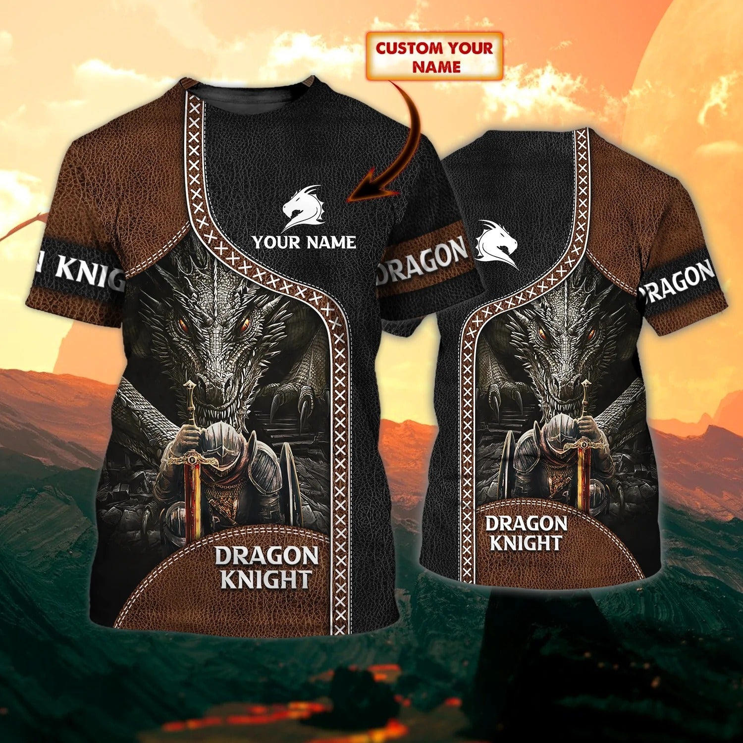 Custom 3D Dragon Knight Templar Shirt/ Dragon Warrior Tshirt/ Patriotic Warrior Shirts Men