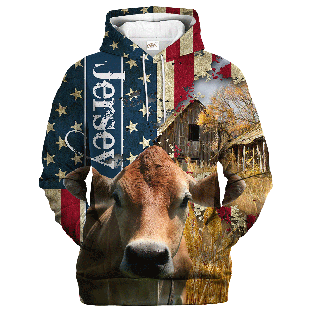 Jersey Farm With America Flag Hoodie