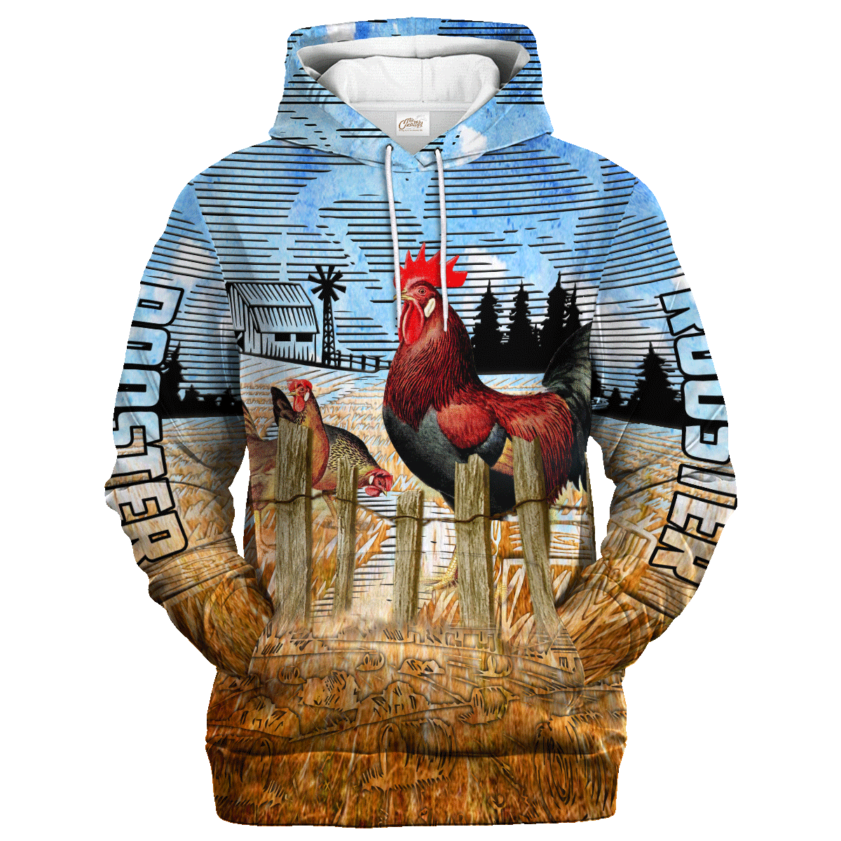 Chicken In The Fence Hoodie/ Rooster 3D Print On Hoodie