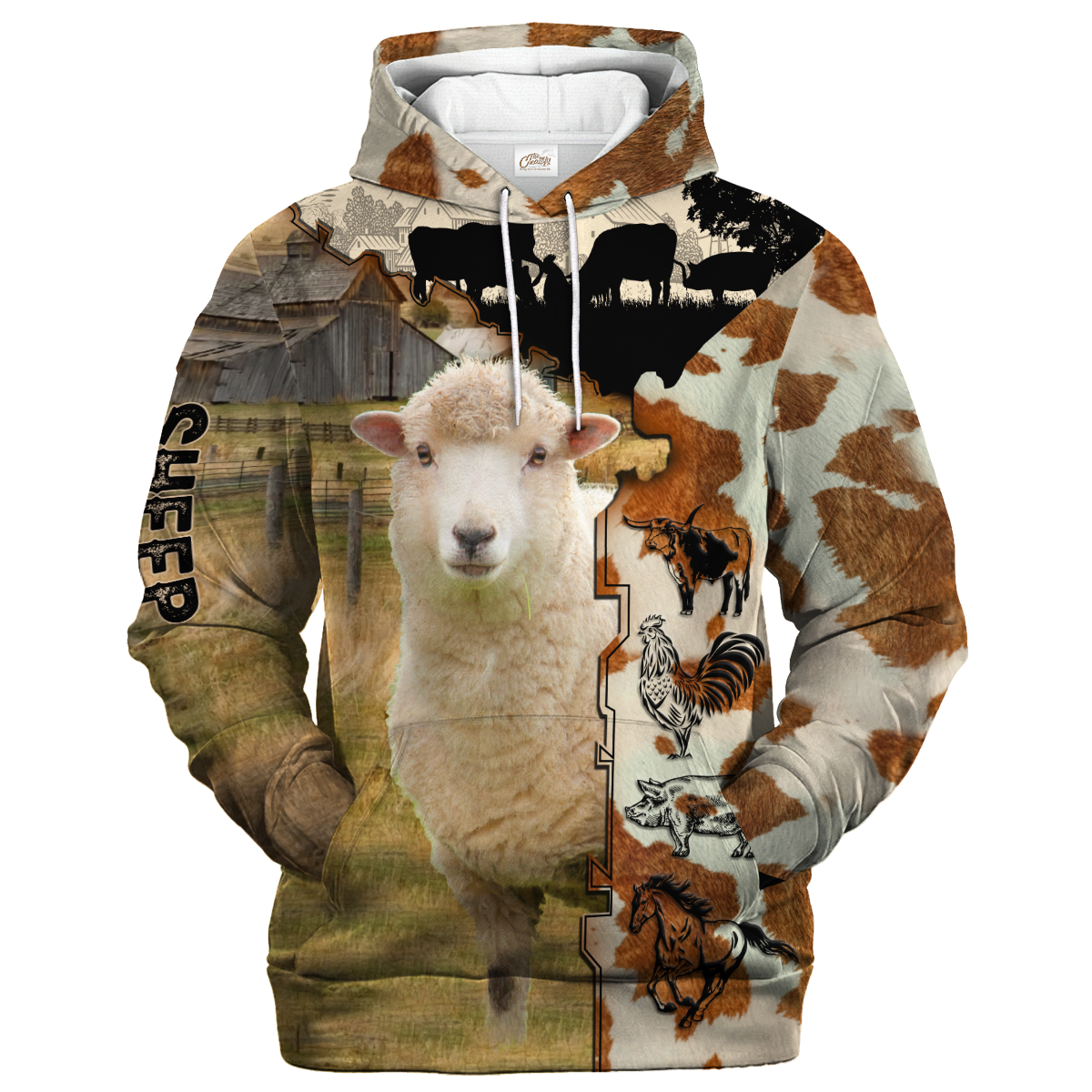 Sheep Fur Pattern On The Farm Hoodie/ Sheep 3D All Over Print Hoodies