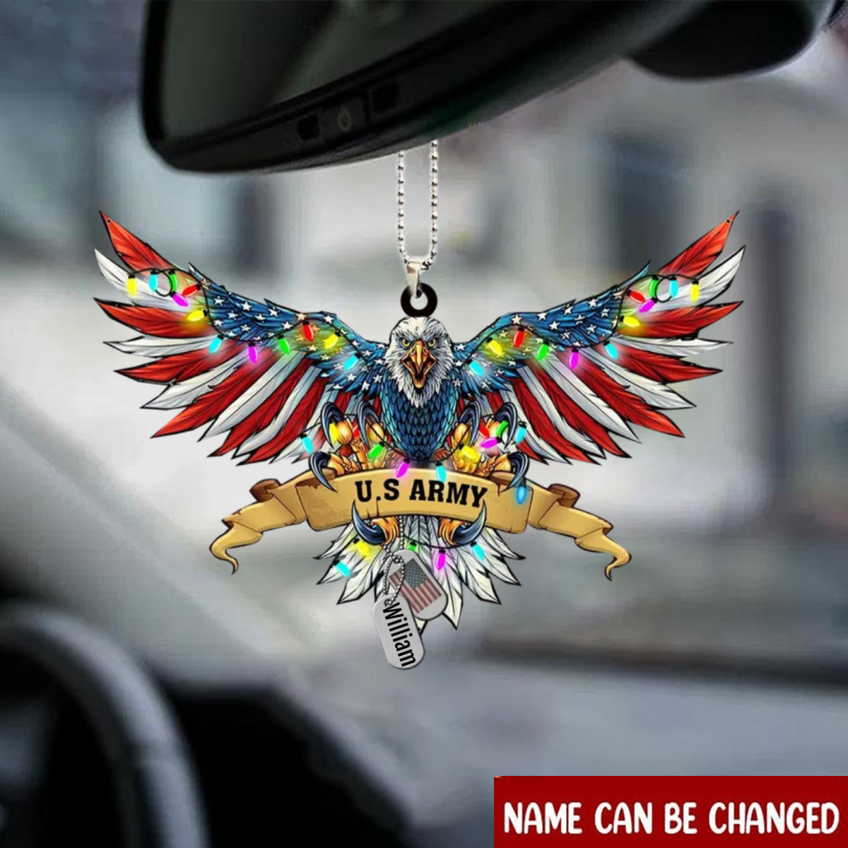 Personalized Flat Acrylic Car Haning Ornament US Military Eagle
