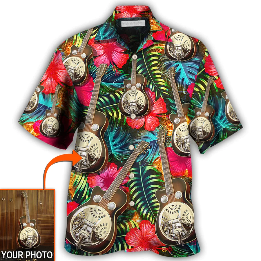 Guitar Various Style Tropical Custom Photo Hawaiian Shirt/ Personalized Your Guitar Photo