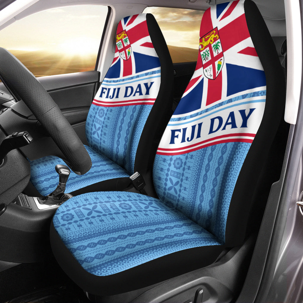 Fiji Day Car Seat Covers Tapa Pattern With Flag