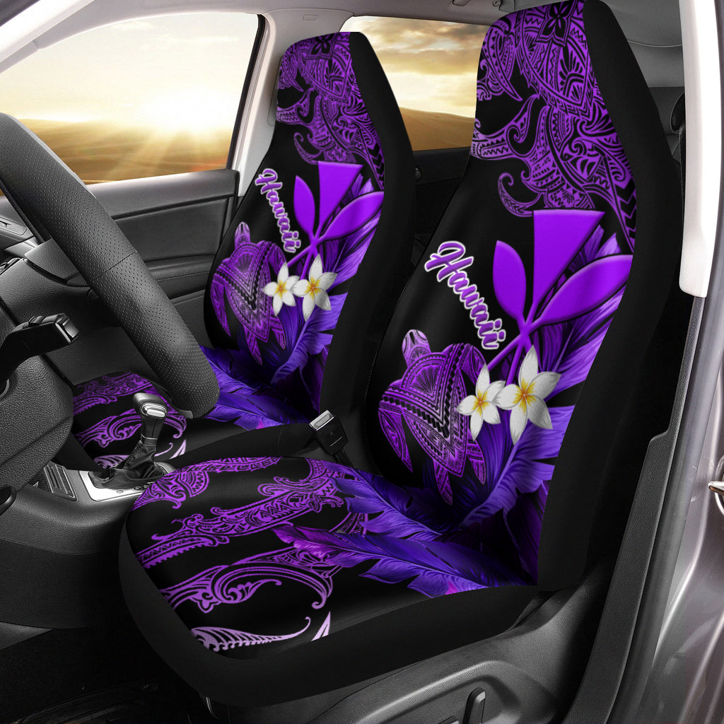 Hawaii Turtle With Plumeria Leaf Purple Car Seat Covers