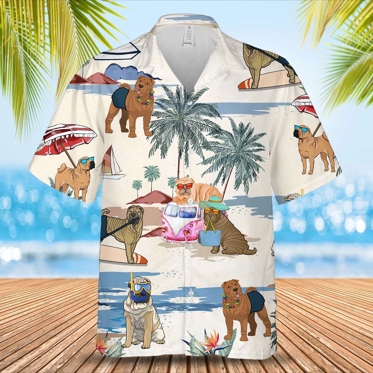 Shar Pei Summer Beach Hawaiian Shirt/ Cool Aloha Hawaii Shirt For Travel Summer