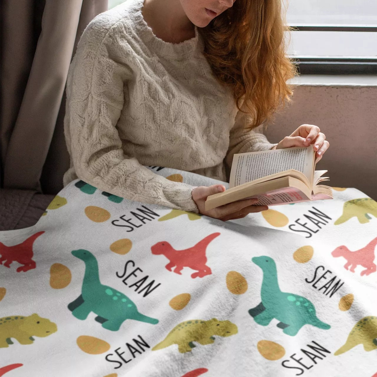Custom Name Baby Soft Blanket Cute Dinosaur Fleece Sherpa Warm Blanket Christmas Gift For Baby New Born Throw Premium Blanket