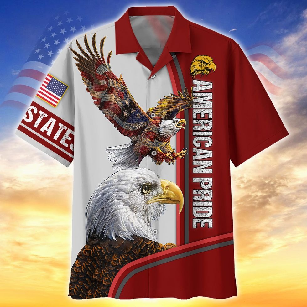 Eagle American Pride Hawaiian Shirts For Men And Woman In 4Th Of July/ Short Sleeve Patriotic Hawaii Shirt