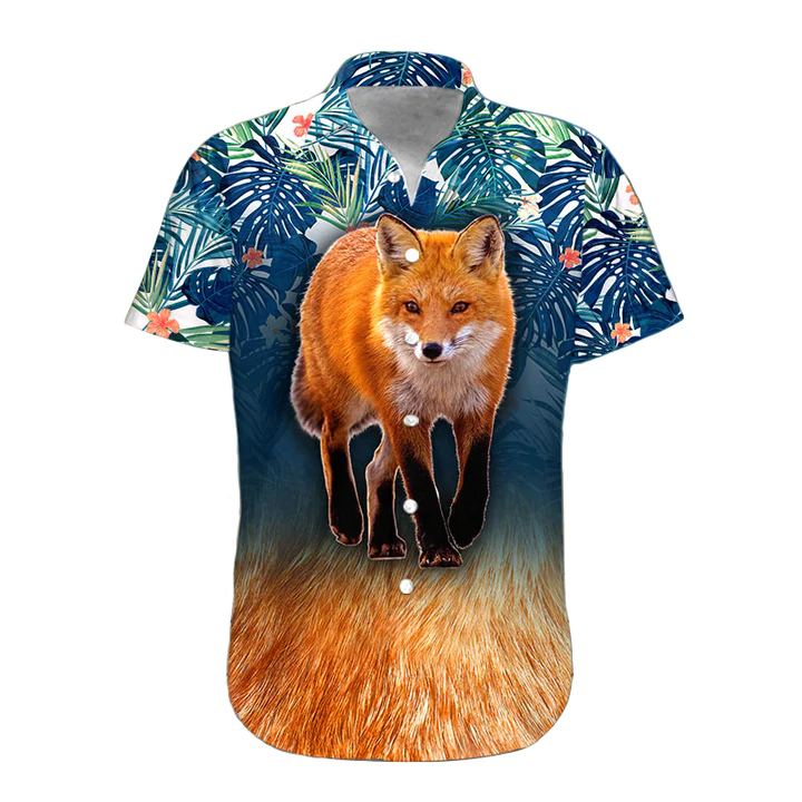 3D Fox Hawaii Shirt/ Hawaiian Shirts for Men Print Button Down Shirt