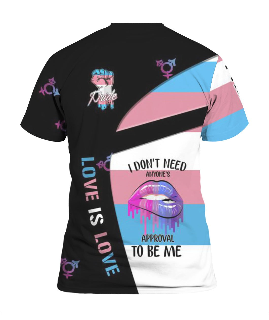 3D All Over Print Trans T Shirt/ Transgender Full Print Tee Shirt/ Love Is Love Lgbt Pride Gift For Trans/ Trans Gifts