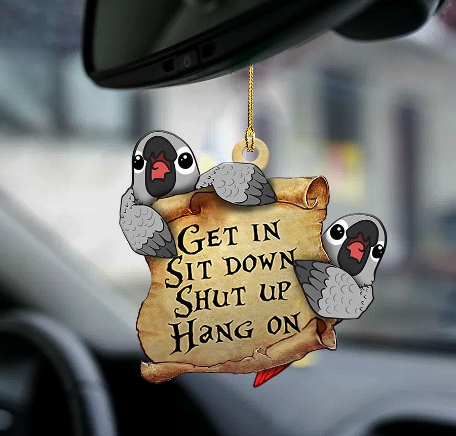 African grey parrot get in Sit Down Ornaments/ African grey parrot lover two sided Car Ornament