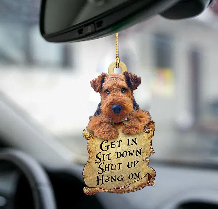 Airedale Terrier get in two sided ornament/ Cute dog ornaments for car