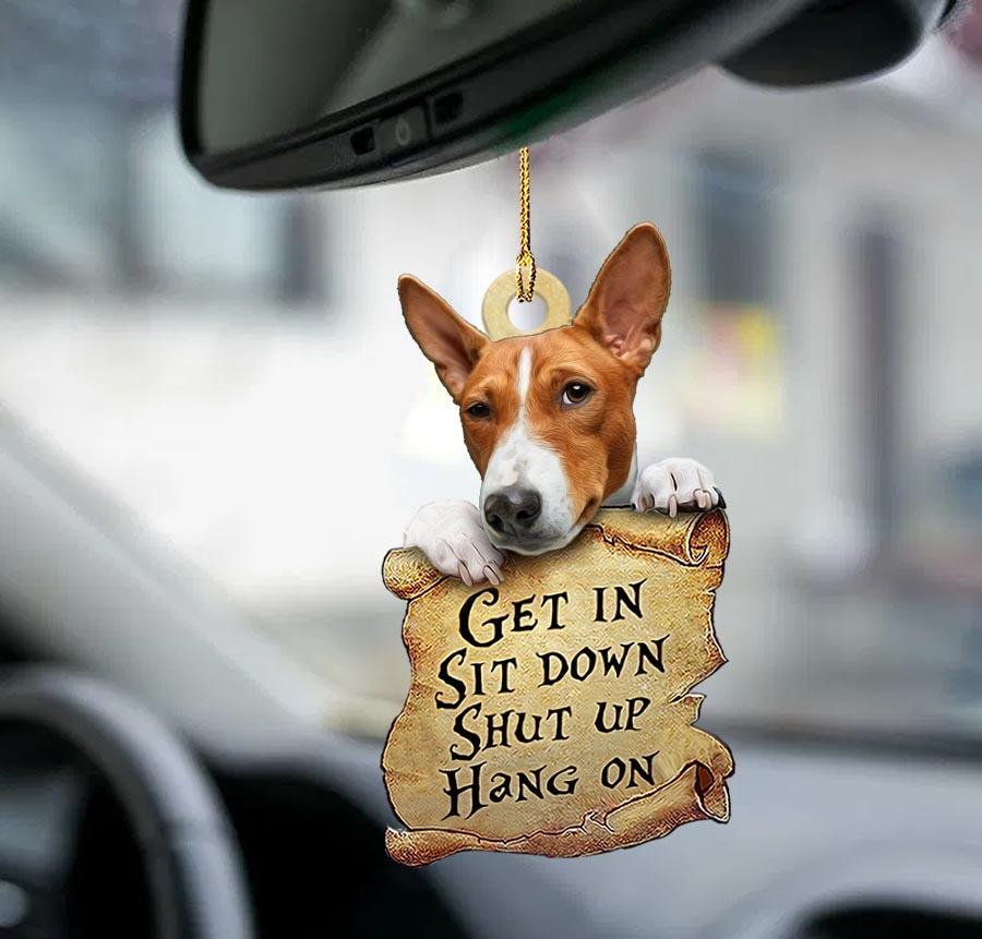 Basenji get in shut up hang on two sided Car Ornament