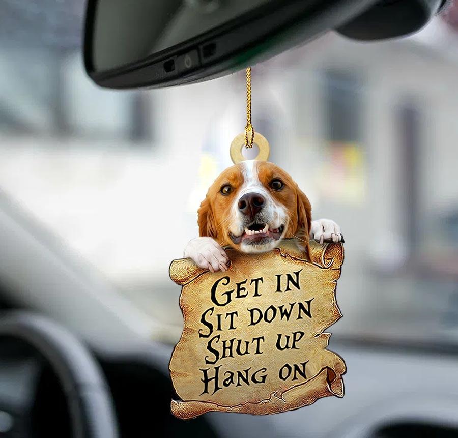 Brittany Spaniel get in two sided car ornament/ gift for dog lovers