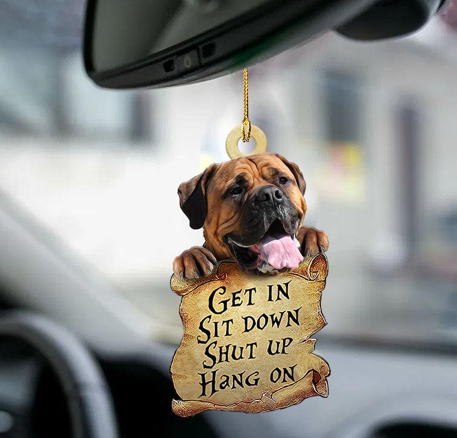 Bullmastiff get in two sided ornament/ Best dog ornament for her car