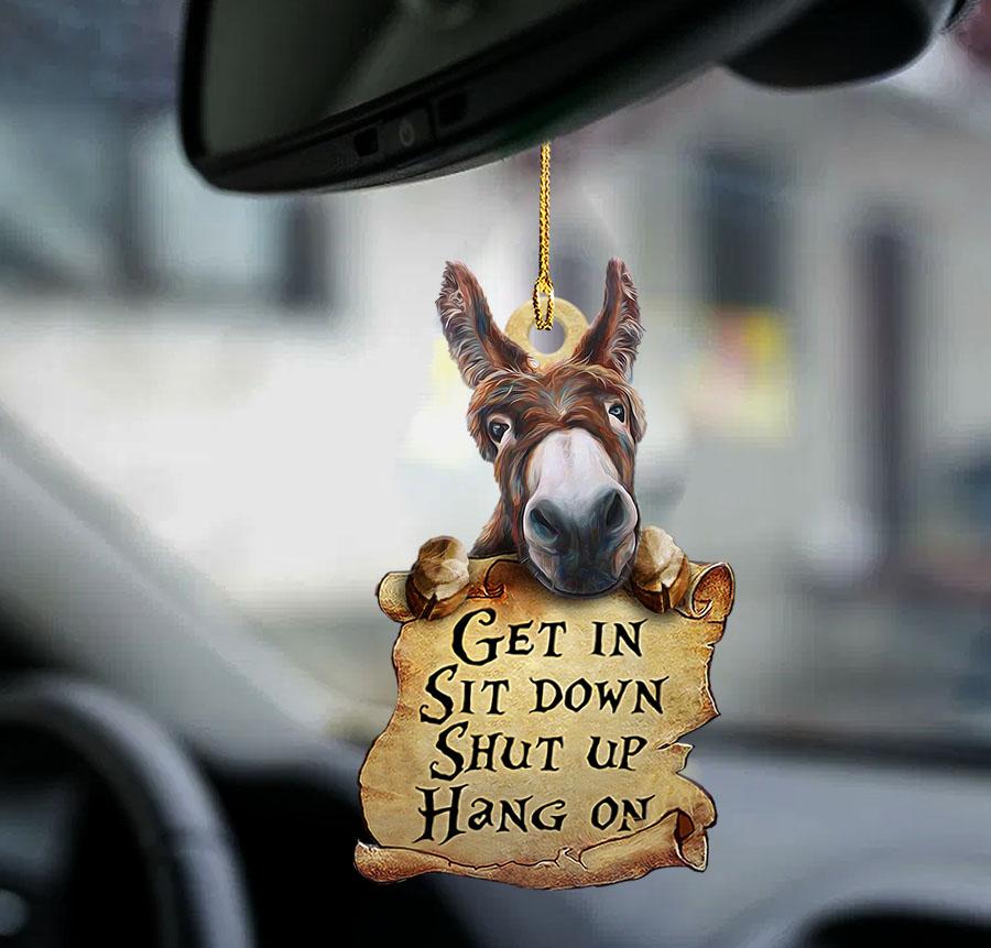 Donkey Car Hanging Ornaments/ get in donkey lovers two sided ornament