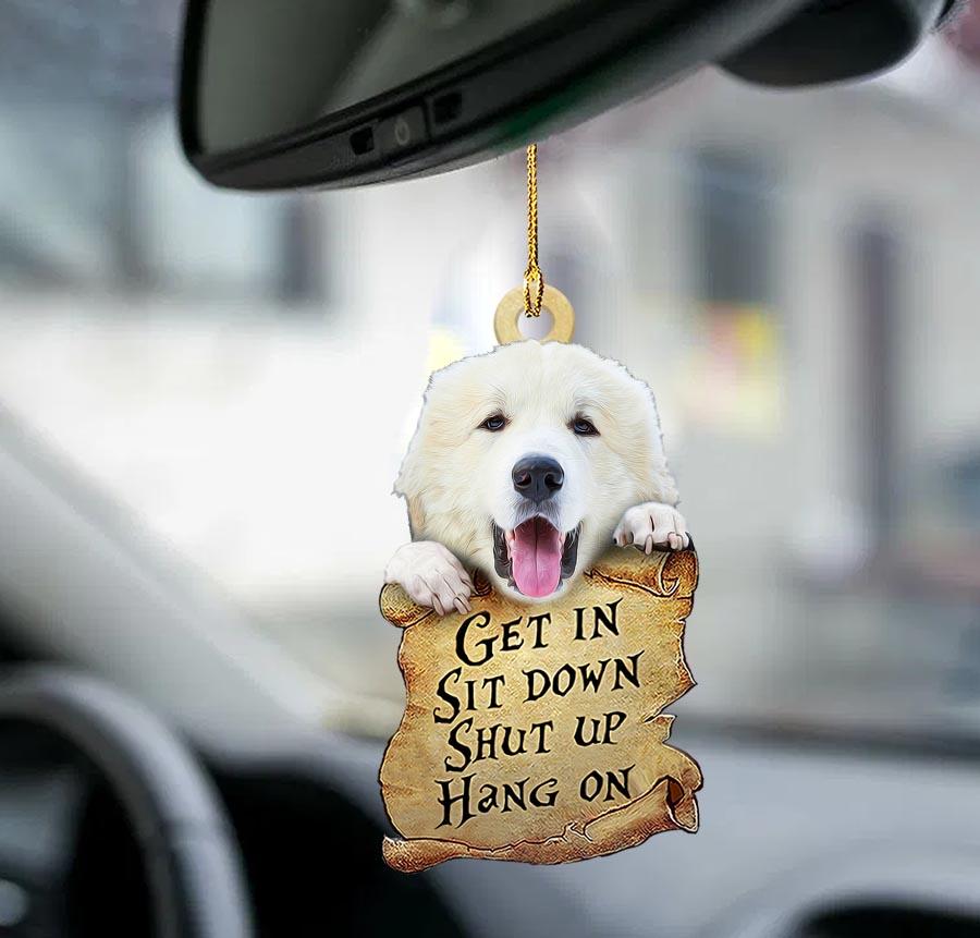 Great Pyrenees get in two sided ornament/ white dog car hanging ornaments