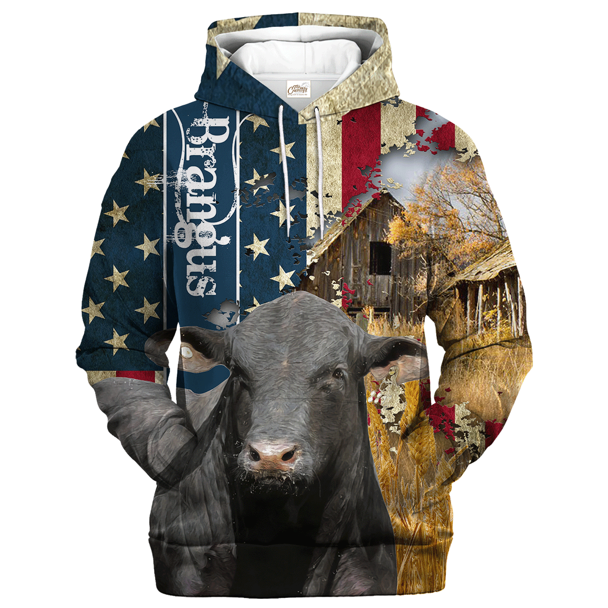 Brangus Farm With America Flag Hoodie/ Patriotic Hoodie To Farmer