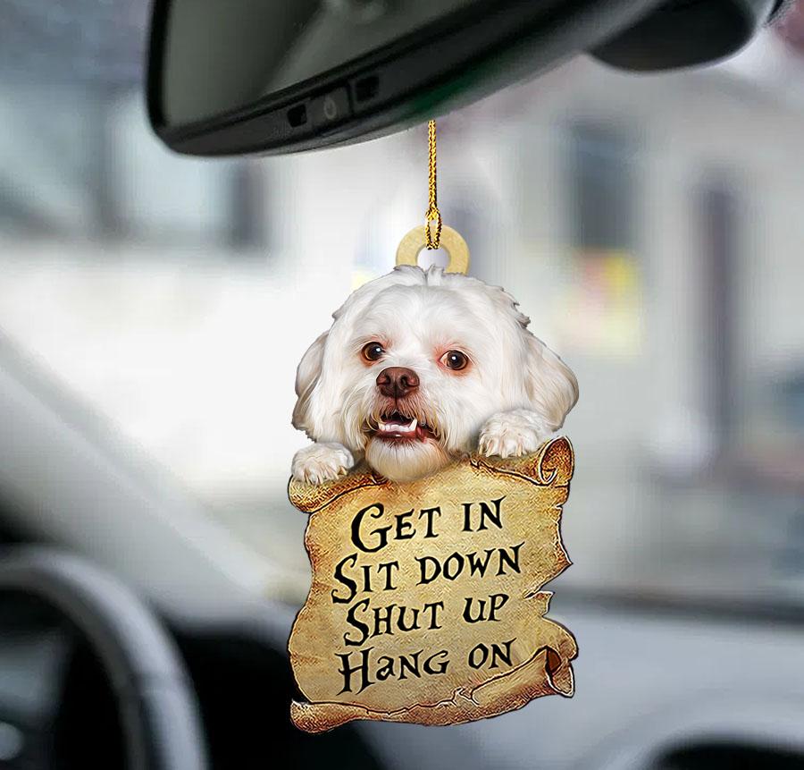 Lhasa Apso get in two sided ornament/ car hanging ornaments